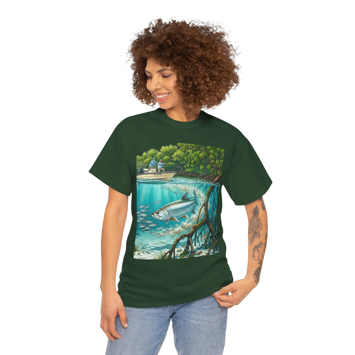 Fishing T-Shirt — "Back-Bay Rebel" Mangrove Born Graphic Tee