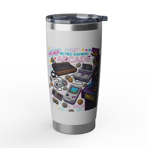 Arcade Nights 20oz Tumbler — Retro Gaming Vector Art Travel Cup