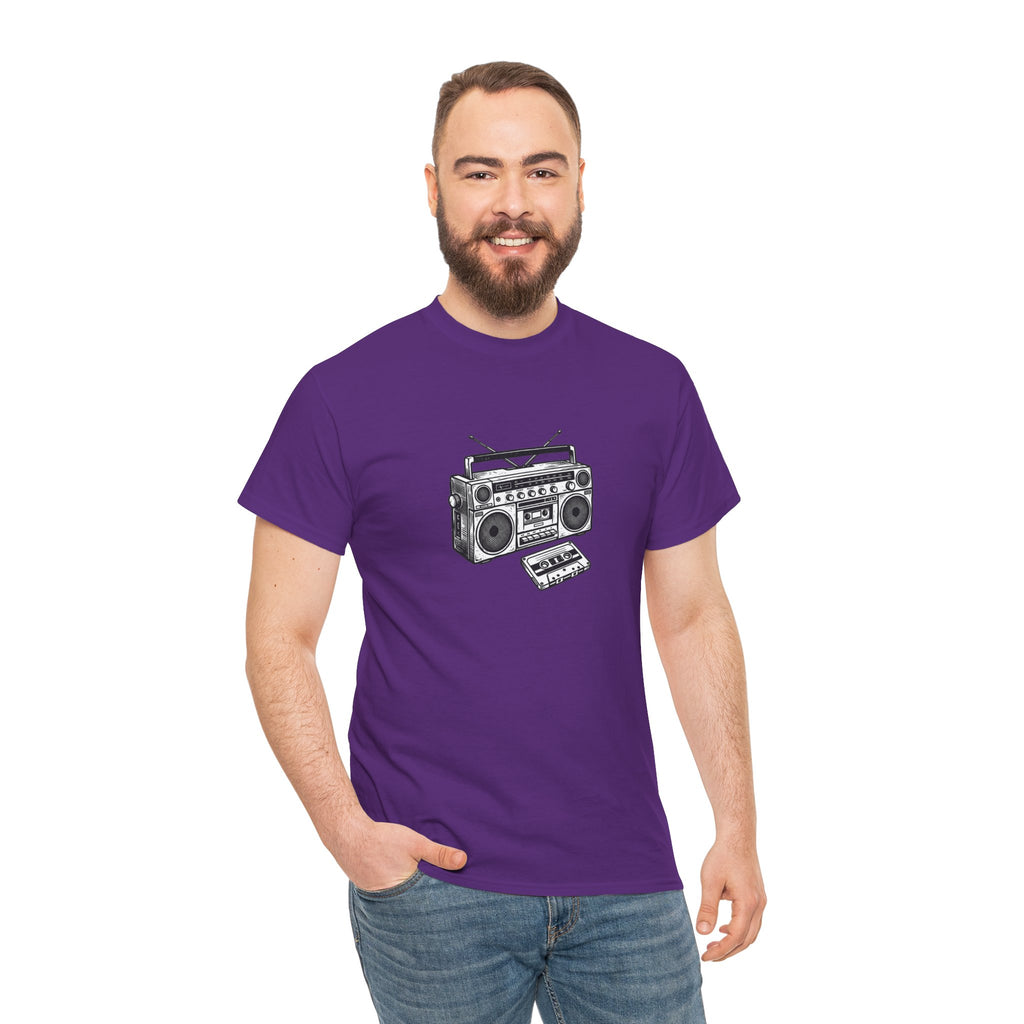 Retro Boombox T-Shirt — 1980s Audio "Cranking the Decibels" Graphic Tee