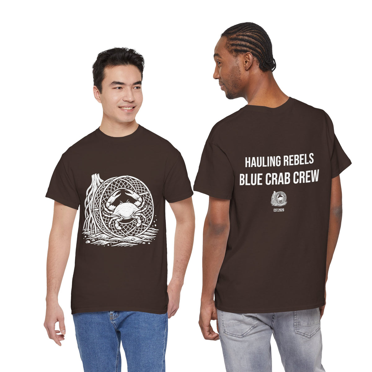 Crab Crew Graphic Tee — "Hauling Rebels Blue Crab Crew" Cotton T-Shirt