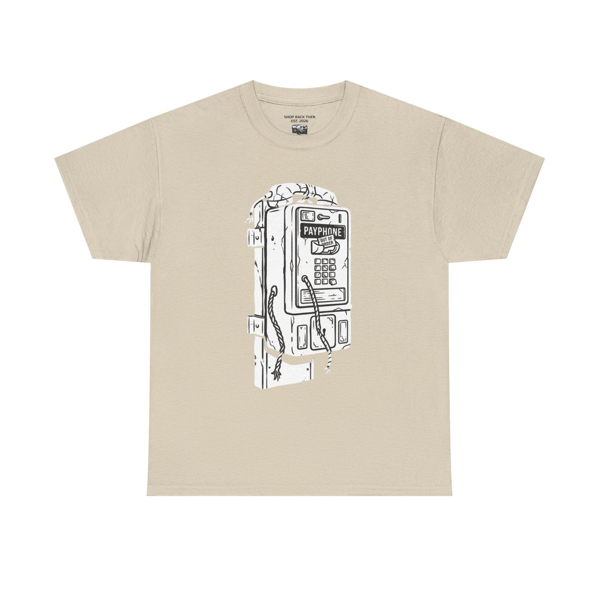 Retro Payphone T‑Shirt — "Back in the Day We Were Free Not Tracked" Vintage Camera Tee