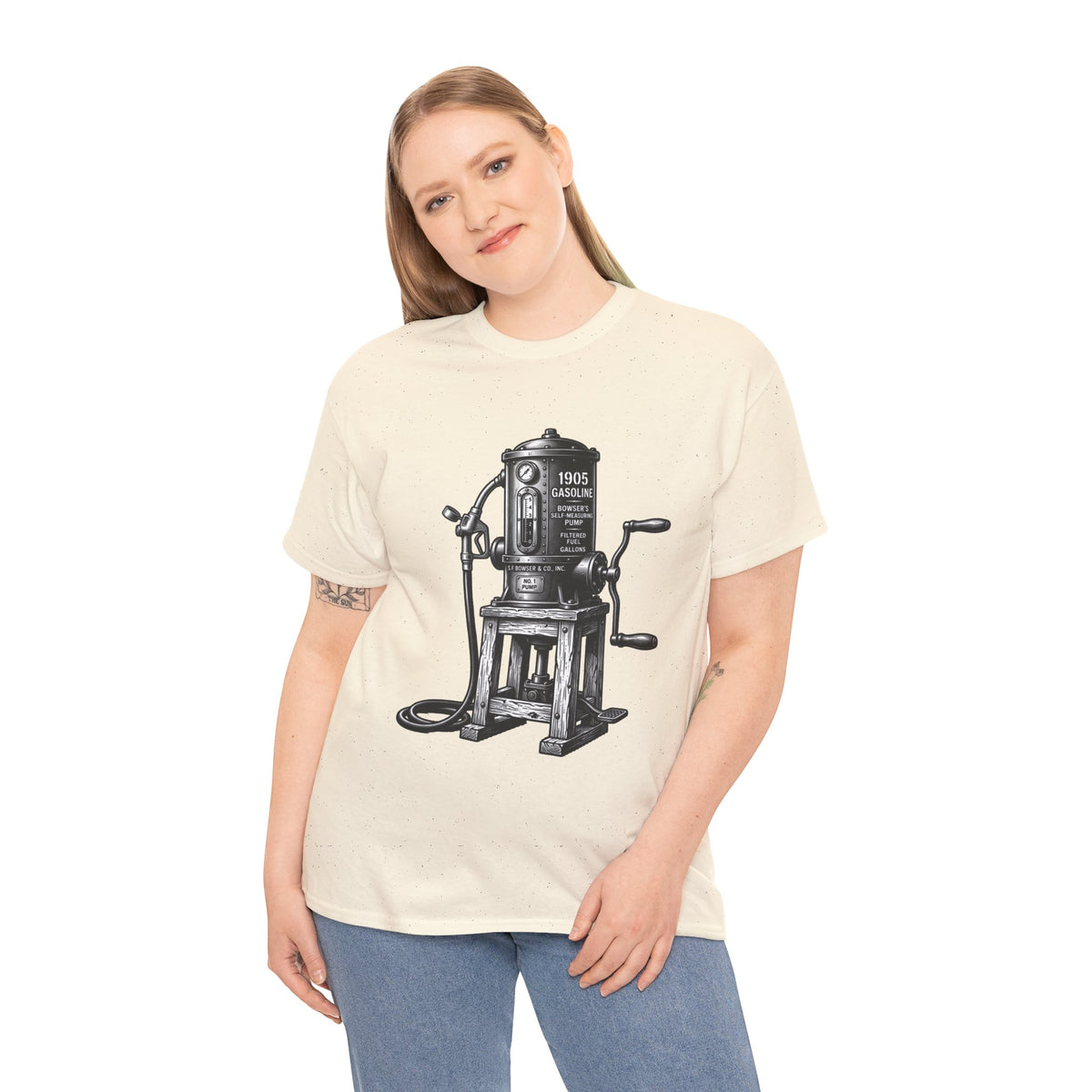Vintage Gas Pump T-Shirt — "1905 Vintage Series: 7 a Gallon, The Good Old Days"