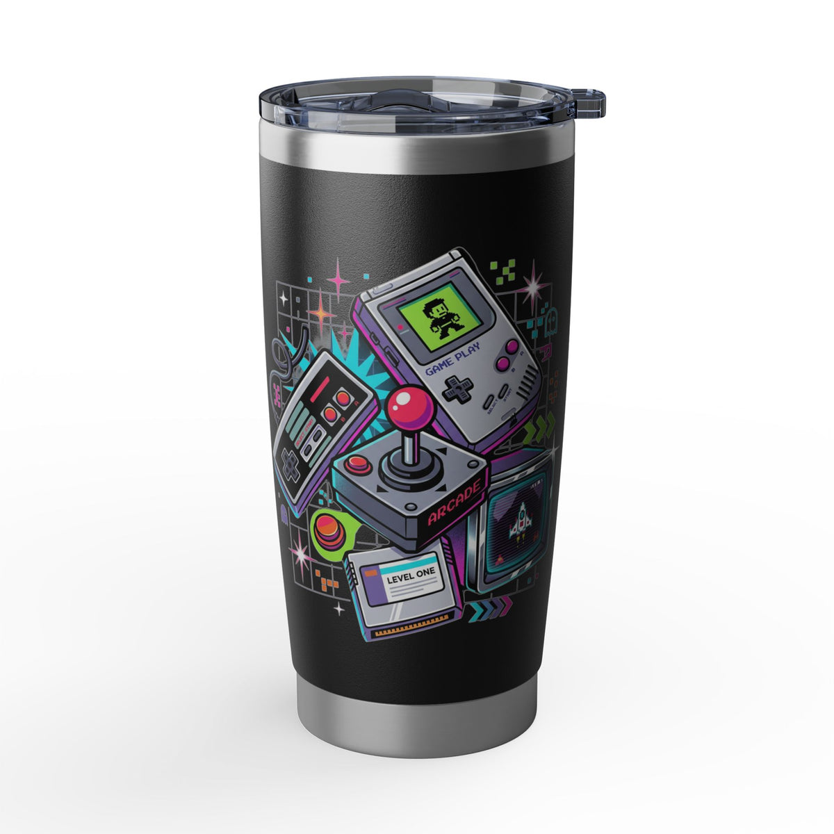 Retro Gaming 20oz Tumbler — Arcade Stainless Travel Cup