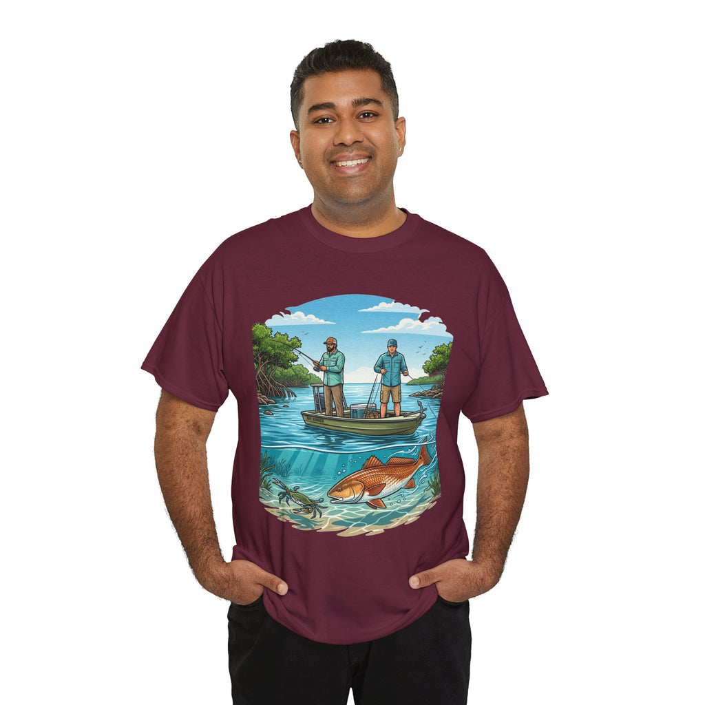 Fishing Tee — "Tracking the Tide, Living the Past" Graphic Shirt