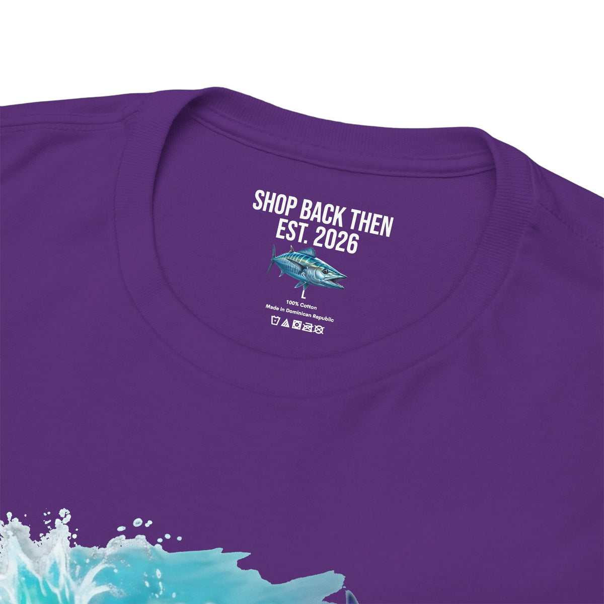 Wahoo Ocean Fishing Tee — Painterly Blue Marlin-Style Graphic