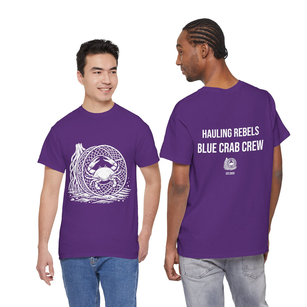 Crab Crew Graphic Tee — "Hauling Rebels Blue Crab Crew" Cotton T-Shirt