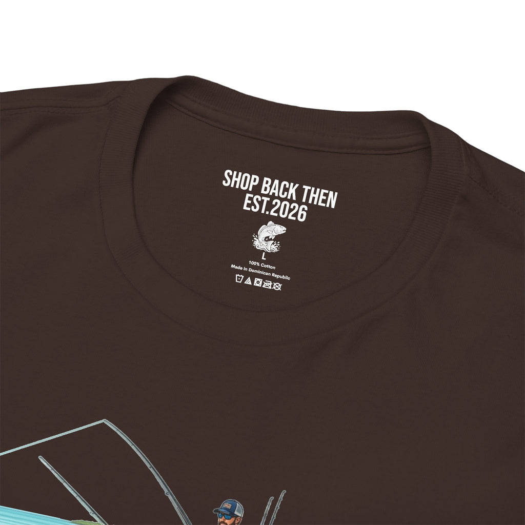 Fishing Boat Scene T‑Shirt — Vintage Underwater Trout Illustration