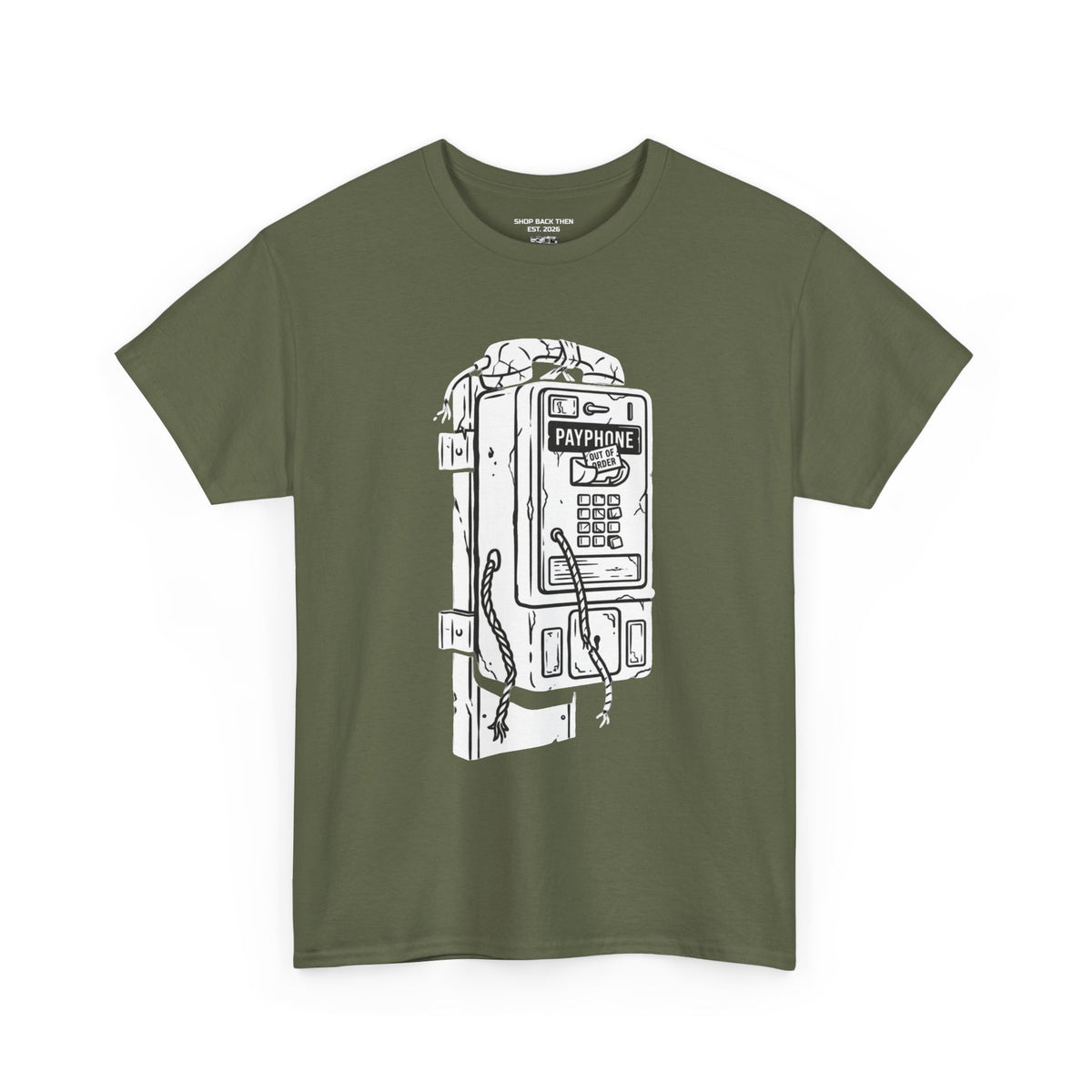Retro Payphone T‑Shirt — "Back in the Day We Were Free Not Tracked" Vintage Camera Tee