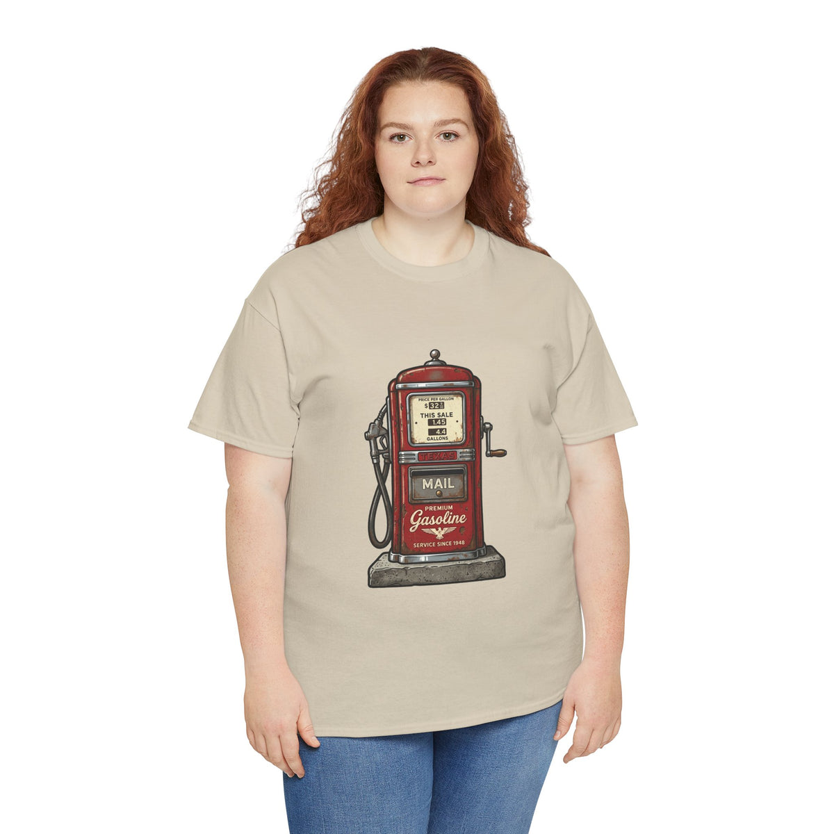 Vintage Gas Pump Tee — 'Gasoline' Retro Petrol Station T-Shirt