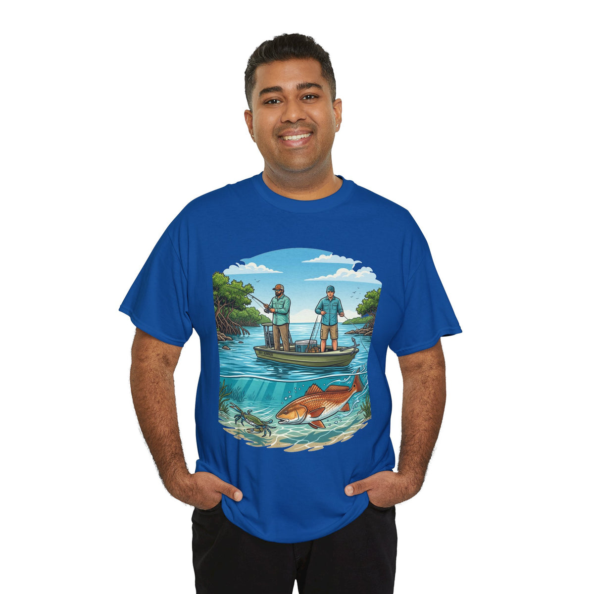 Fishing Tee — "Tracking the Tide, Living the Past" Graphic Shirt