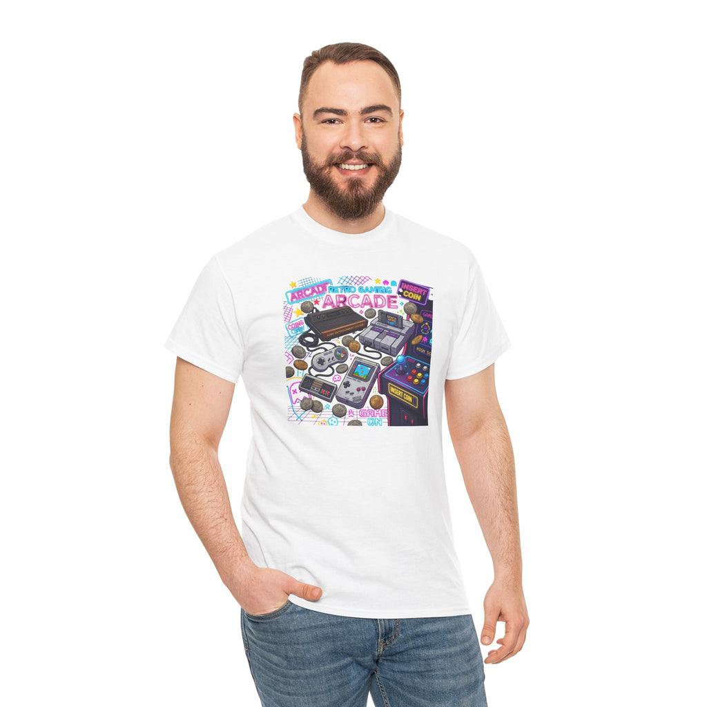 Retro Arcade Gaming T-Shirt — Classic Consoles & Cabinets Graphic Tee