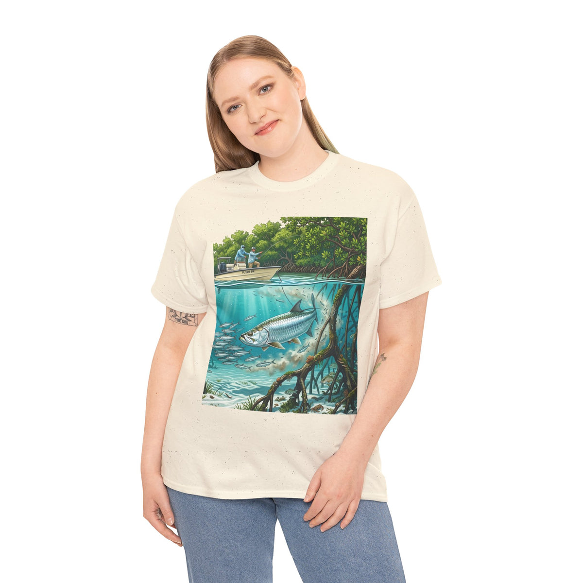 Fishing T-Shirt — "Back-Bay Rebel" Mangrove Born Graphic Tee
