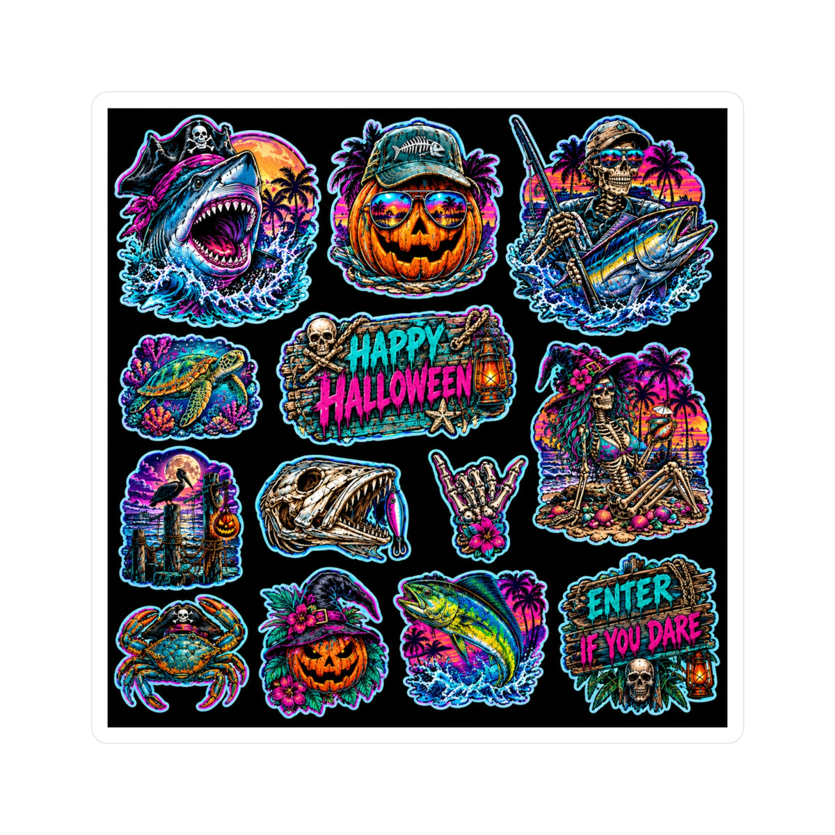 Halloween Neon Sticker Sheet – Kiss-Cut Vinyl Stickers