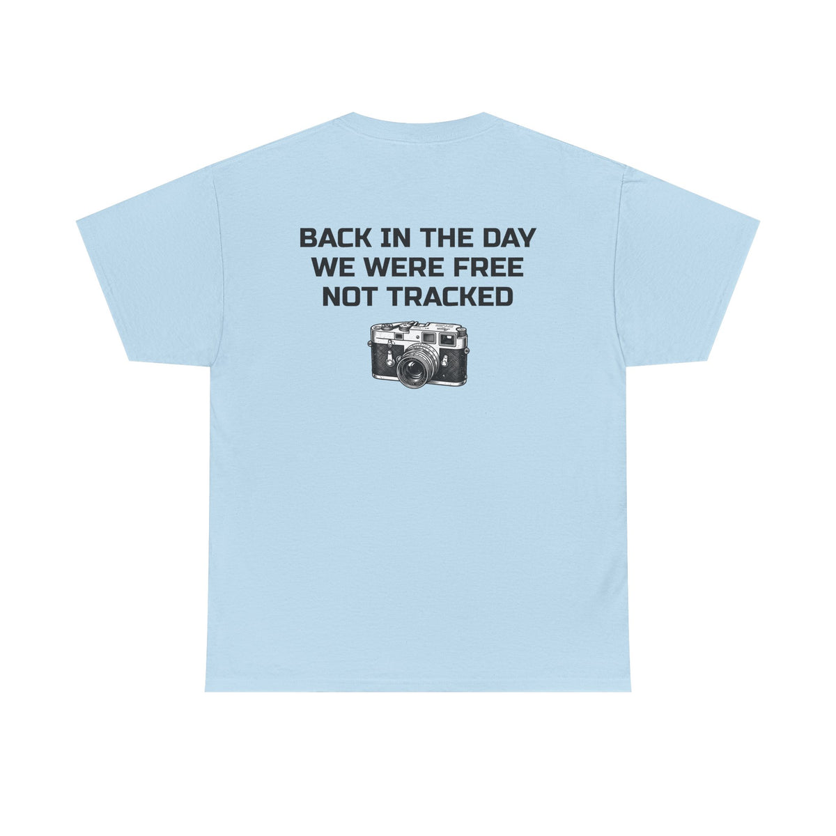 Retro Payphone T‑Shirt — "Back in the Day We Were Free Not Tracked" Vintage Camera Tee