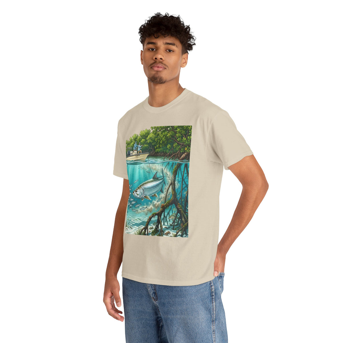 Fishing T-Shirt — "Back-Bay Rebel" Mangrove Born Graphic Tee