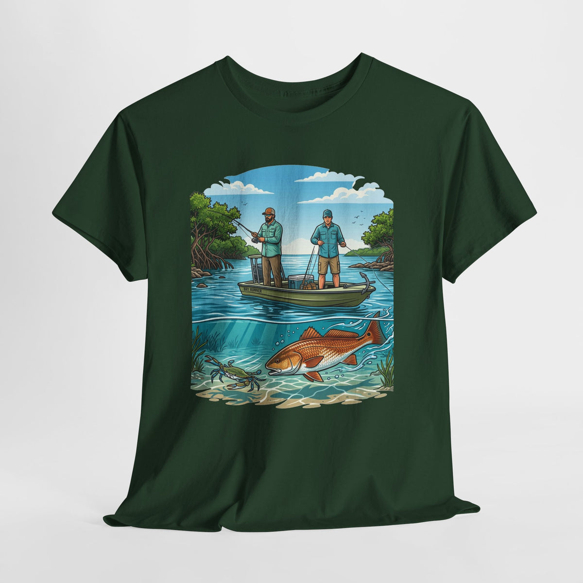 Fishing Tee — "Tracking the Tide, Living the Past" Graphic Shirt