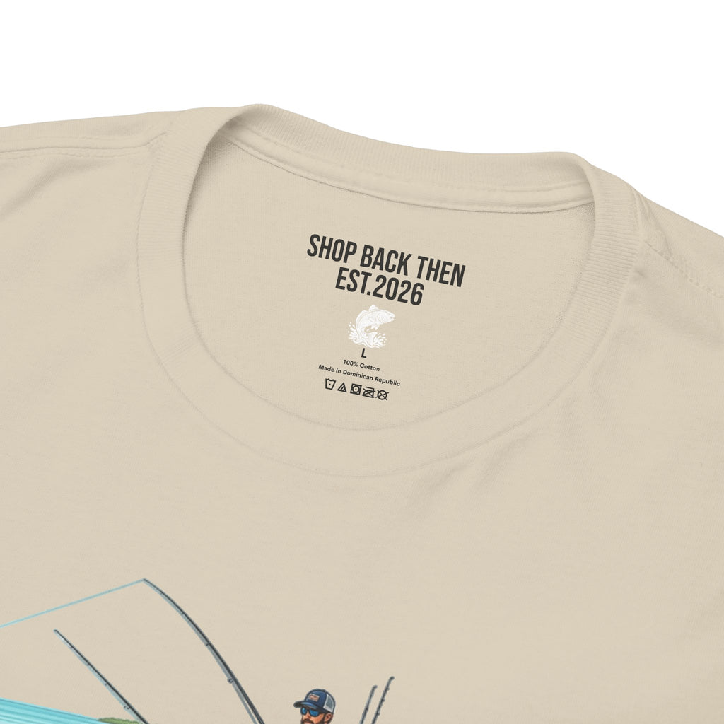 Fishing Boat Scene T‑Shirt — Vintage Underwater Trout Illustration