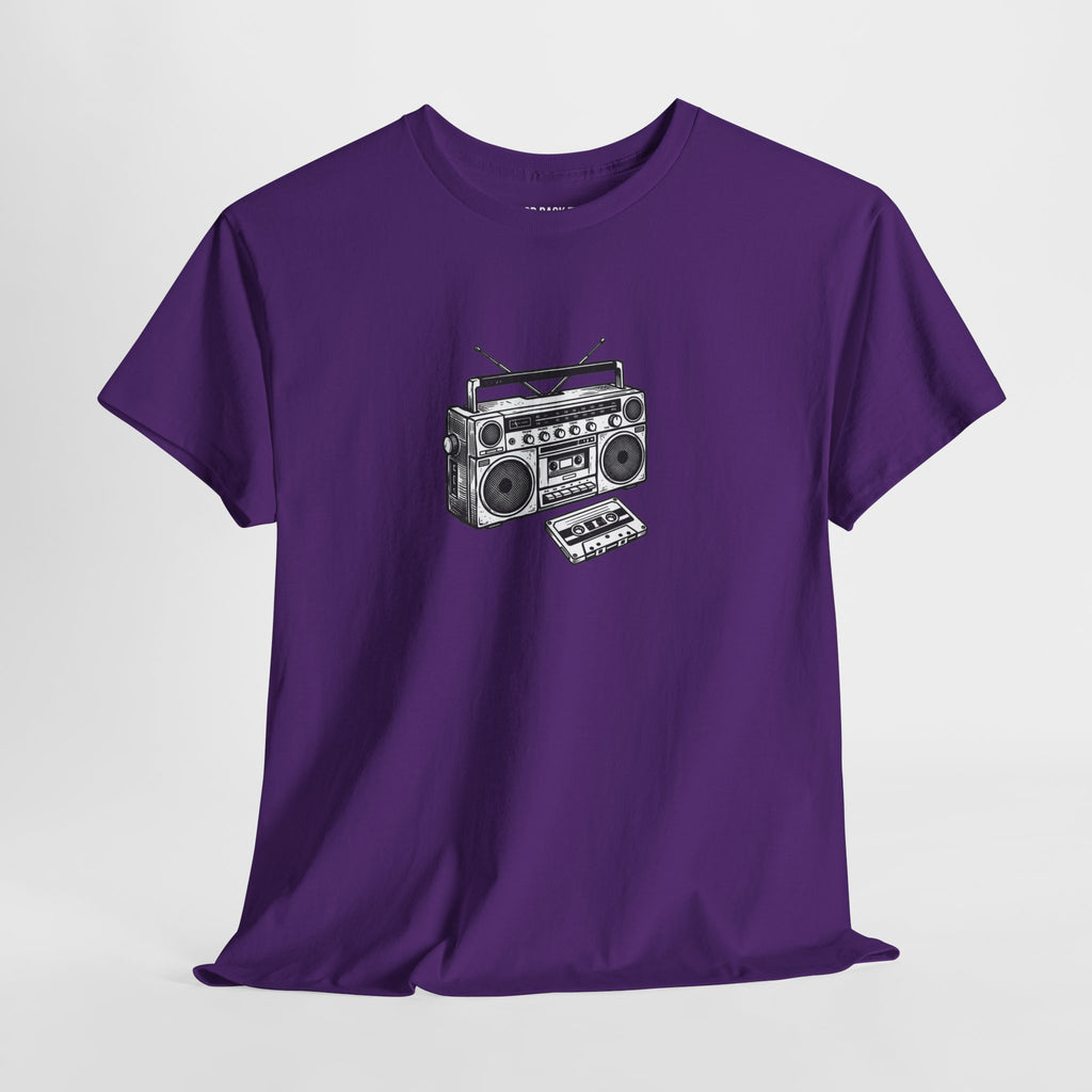 Retro Boombox T-Shirt — 1980s Audio "Cranking the Decibels" Graphic Tee