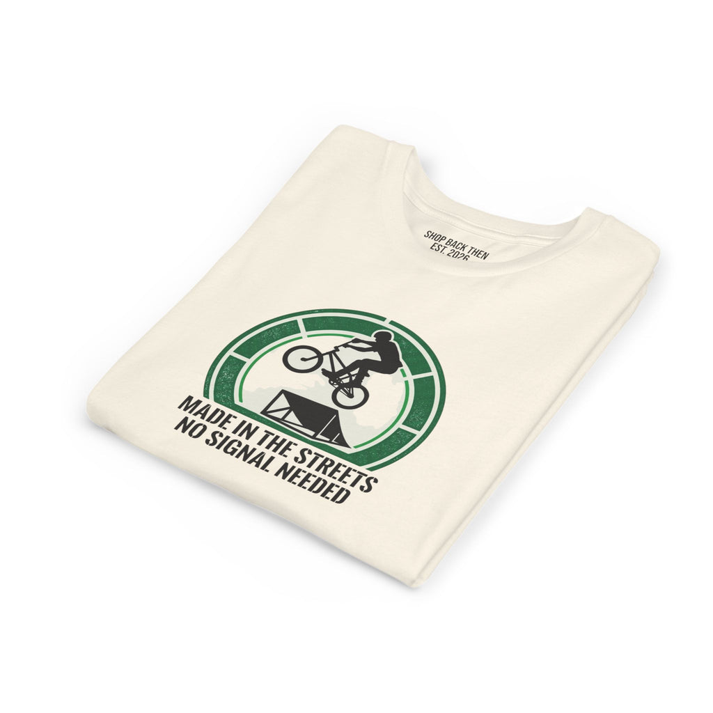 Kids BMX T‑Shirt – "Made in the Streets, No Signal Needed" Youth Tee
