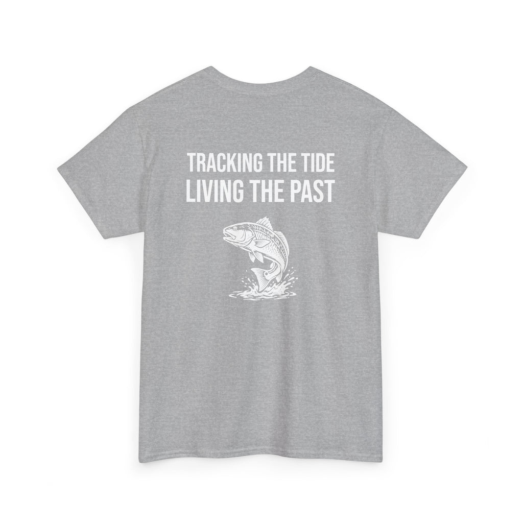 Fishing Tee — "Tracking the Tide, Living the Past" Graphic Shirt