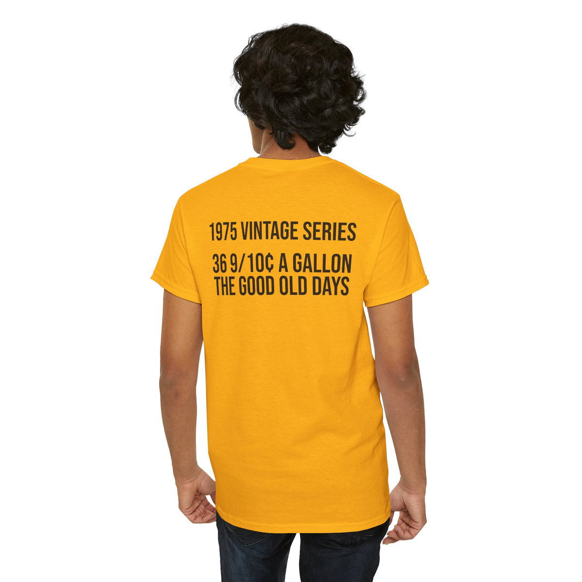 Vintage Gas Pump T-Shirt — “1975 Vintage Series: 36 9/10 A Gallon” Retro Fuel Tee