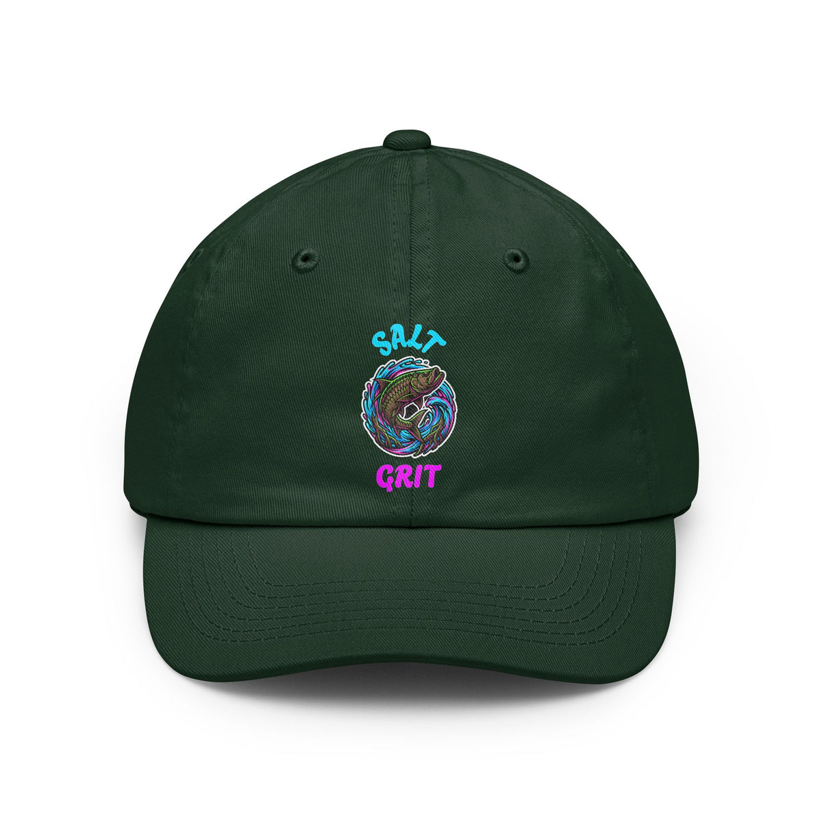 Salt Grit Dad Hat - Retro Neon Beach Wave Embroidered Cap