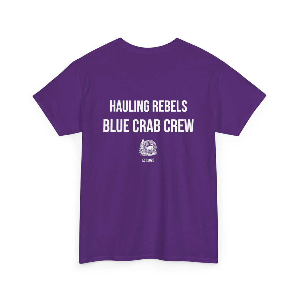 Crab Crew Graphic Tee — "Hauling Rebels Blue Crab Crew" Cotton T-Shirt
