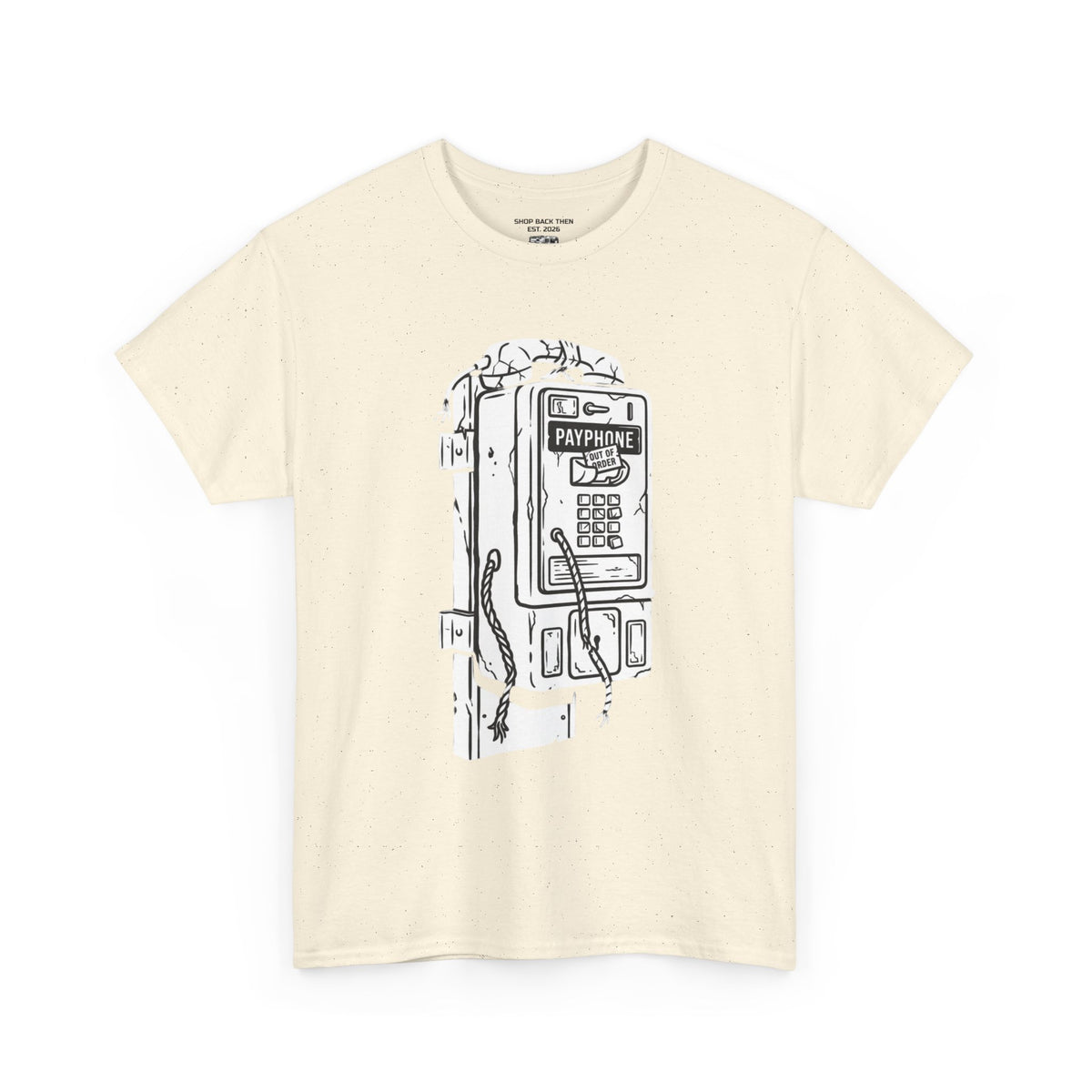 Retro Payphone T‑Shirt — "Back in the Day We Were Free Not Tracked" Vintage Camera Tee