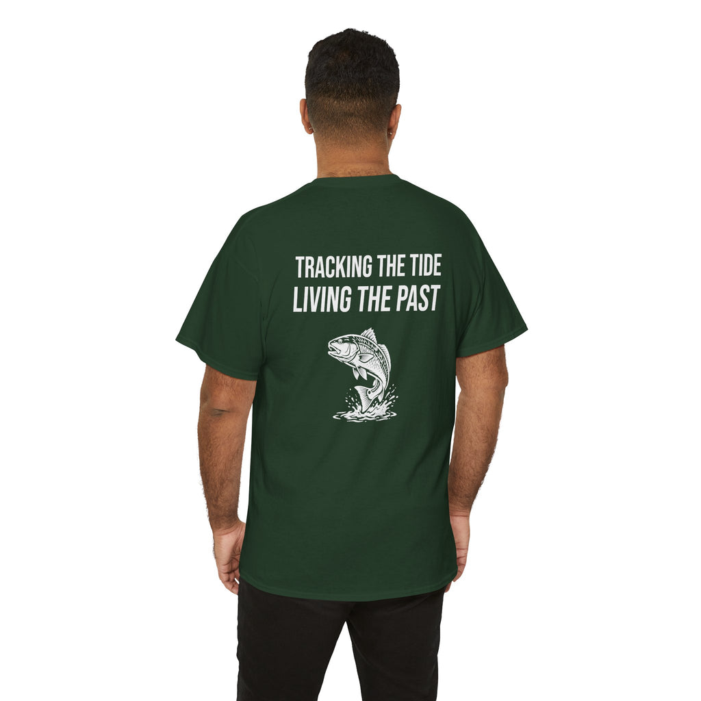 Fishing Tee — "Tracking the Tide, Living the Past" Graphic Shirt
