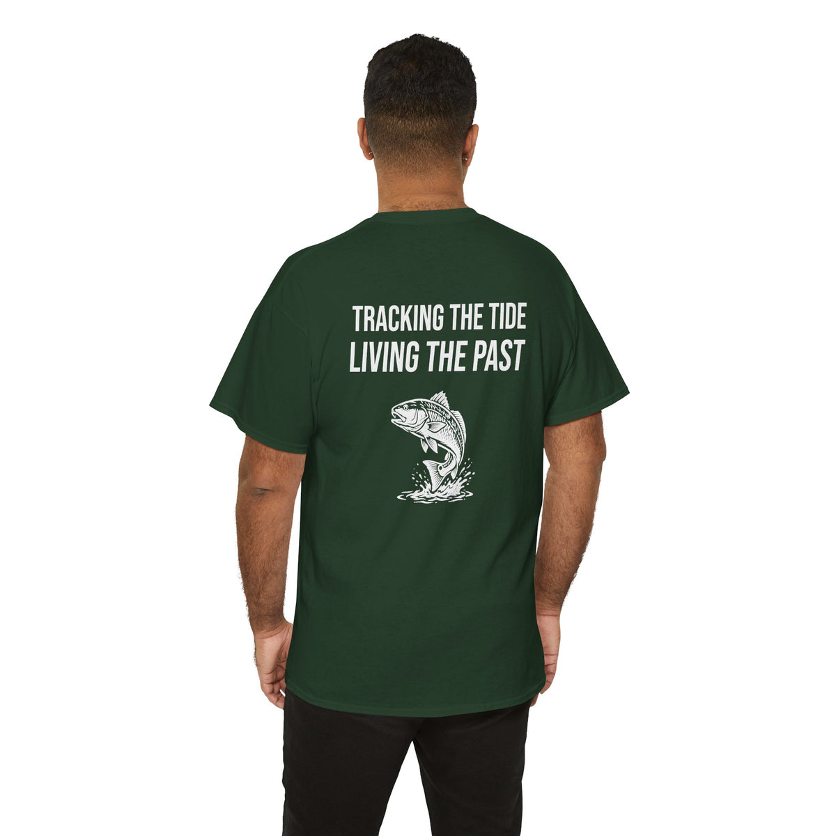 Fishing Tee — "Tracking the Tide, Living the Past" Graphic Shirt