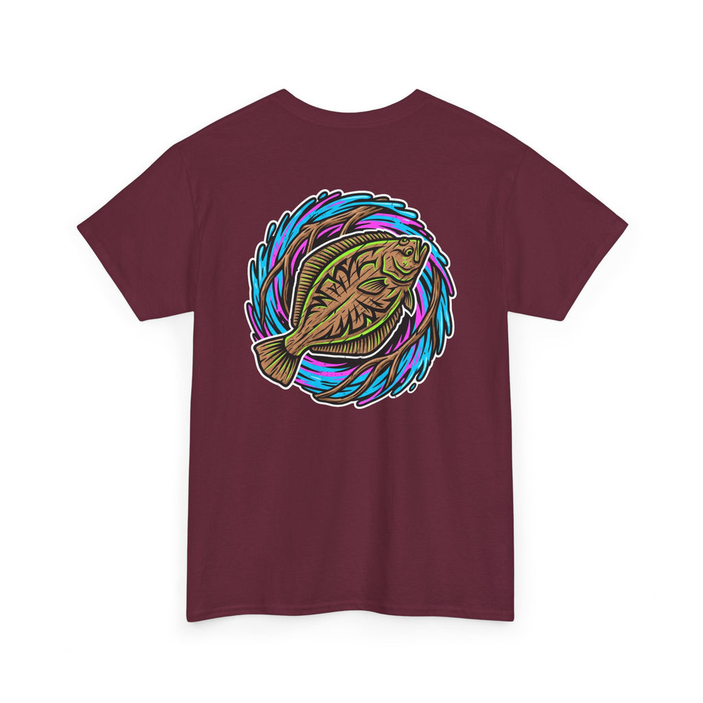 Flounder Wave T‑Shirt — 'Salt + Grit' Coastal Fishing Graphic Tee