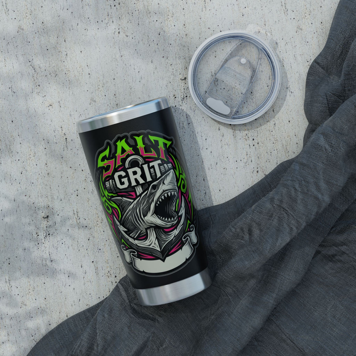 Salt & Grit Shark 20oz Tumbler — Insulated Stainless Travel Cup