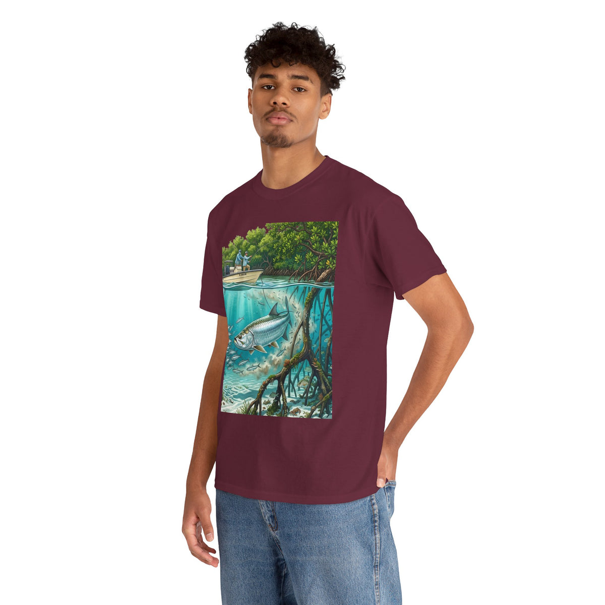 Fishing T-Shirt — "Back-Bay Rebel" Mangrove Born Graphic Tee