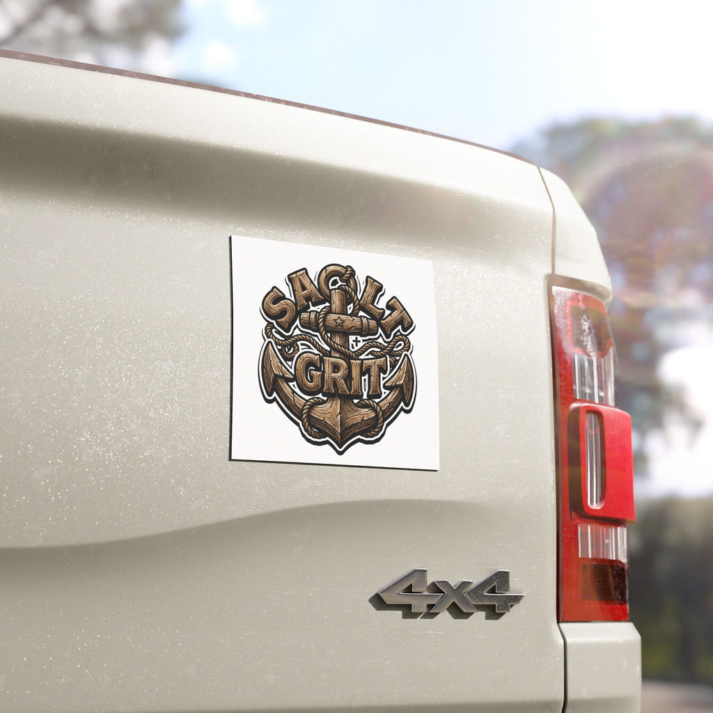 Salt & Grit Anchor Car Magnet — Nautical Wood-Style Waterproof Decal