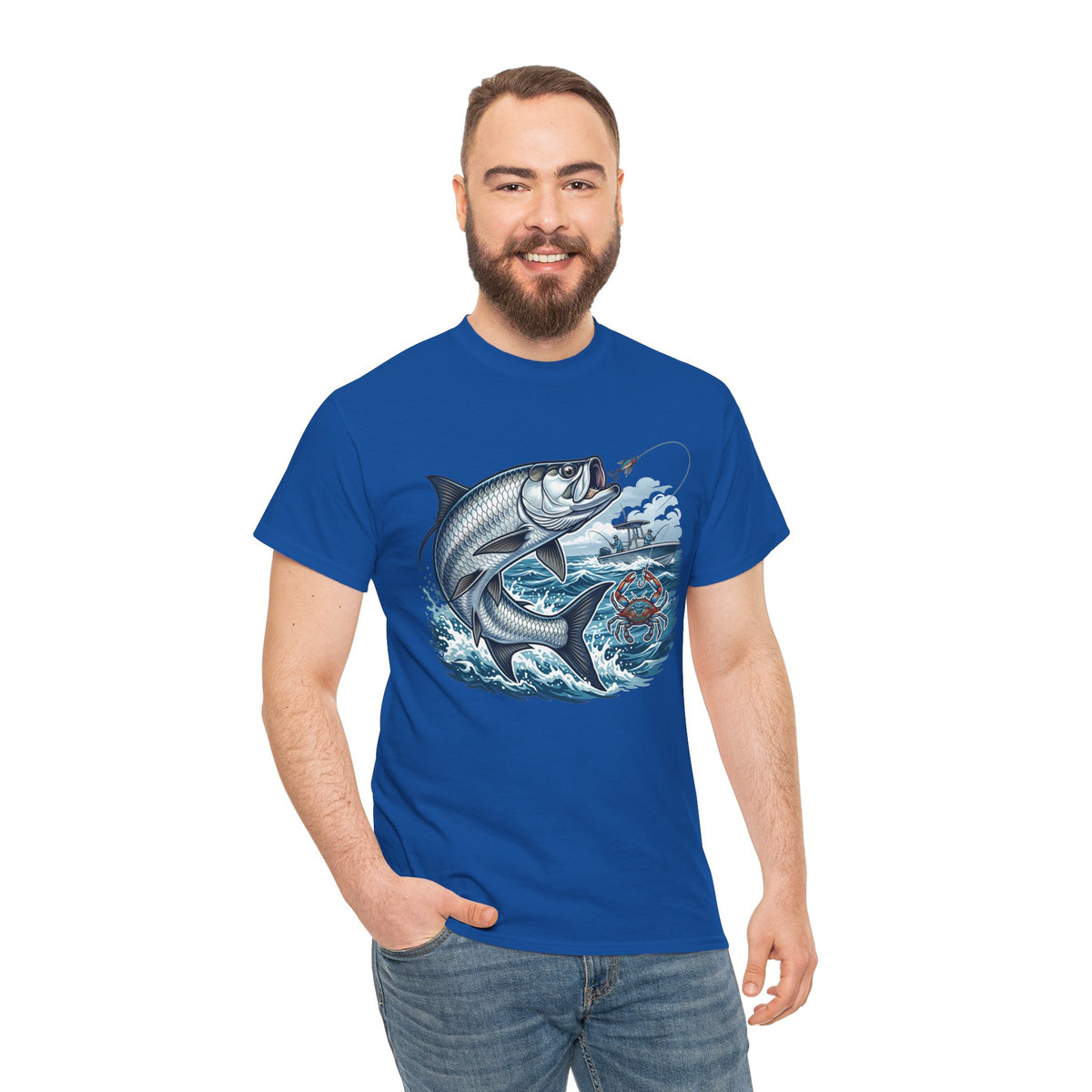 Fishing T-Shirt — Saltwater Tarpon Design with “Chasing Tails Since Sunup”