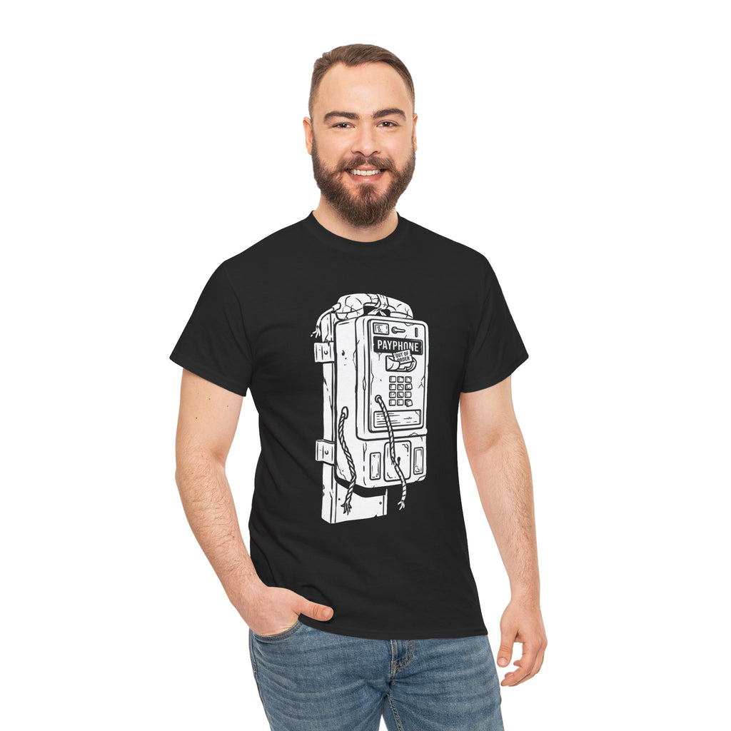 Retro Payphone T‑Shirt — "Back in the Day We Were Free Not Tracked" Vintage Camera Tee