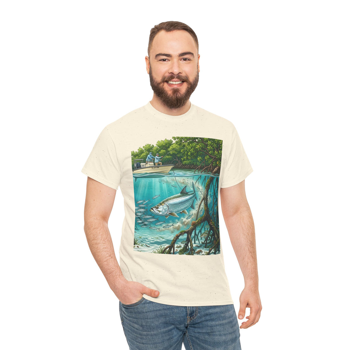Fishing T-Shirt — "Back-Bay Rebel" Mangrove Born Graphic Tee