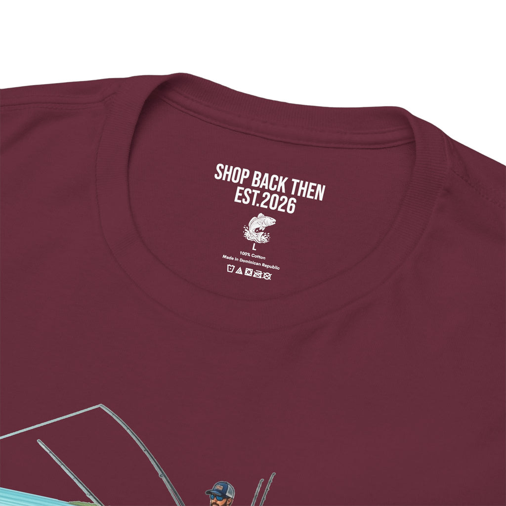 Fishing Boat Scene T‑Shirt — Vintage Underwater Trout Illustration