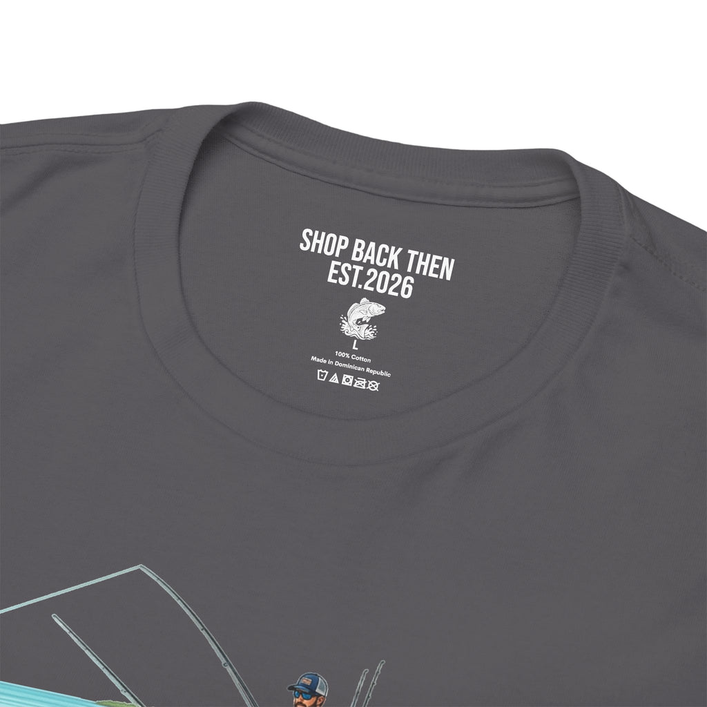 Fishing Boat Scene T‑Shirt — Vintage Underwater Trout Illustration