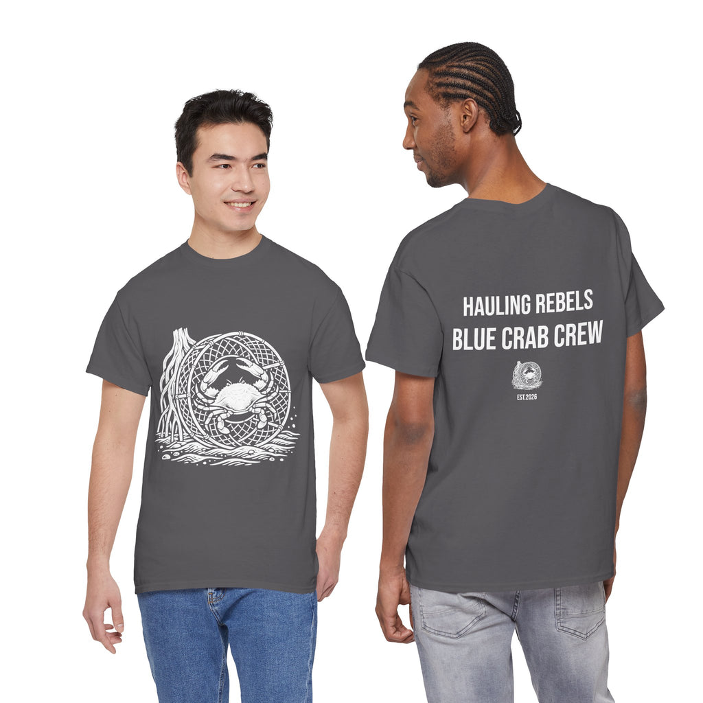 Crab Crew Graphic Tee — "Hauling Rebels Blue Crab Crew" Cotton T-Shirt