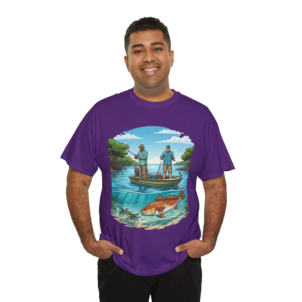 Fishing Tee — "Tracking the Tide, Living the Past" Graphic Shirt