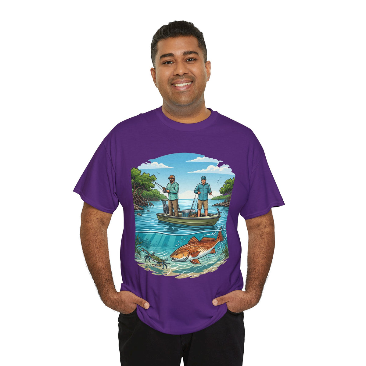 Fishing Tee — "Tracking the Tide, Living the Past" Graphic Shirt