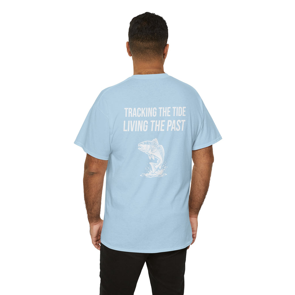 Fishing Tee — "Tracking the Tide, Living the Past" Graphic Shirt