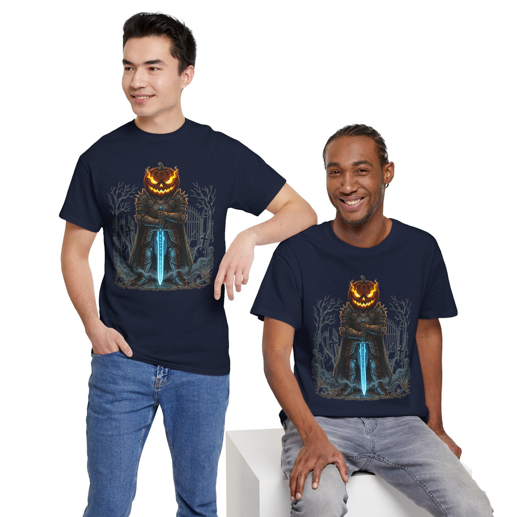 Halloween Pumpkin Head T-Shirt — Jack-O'-Lantern Knight Graphic Tee