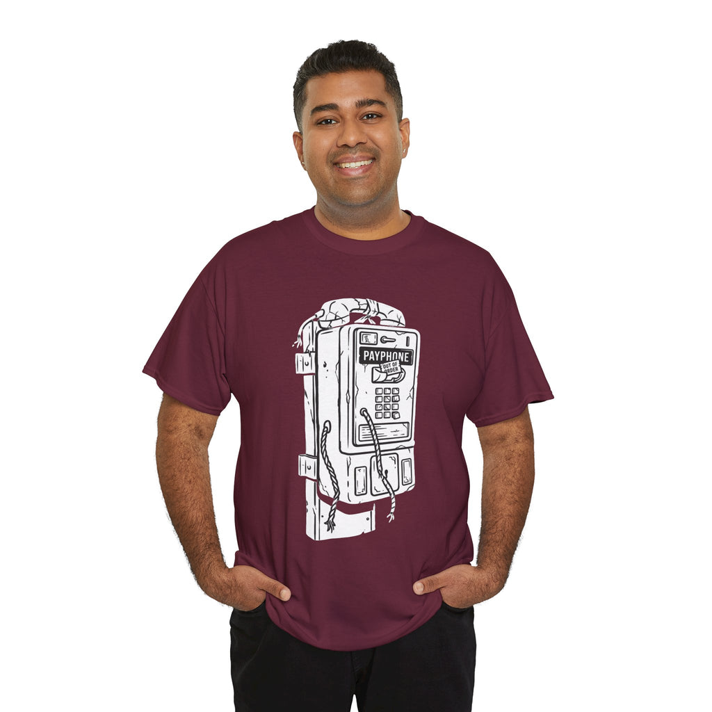 Retro Payphone T‑Shirt — "Back in the Day We Were Free Not Tracked" Vintage Camera Tee