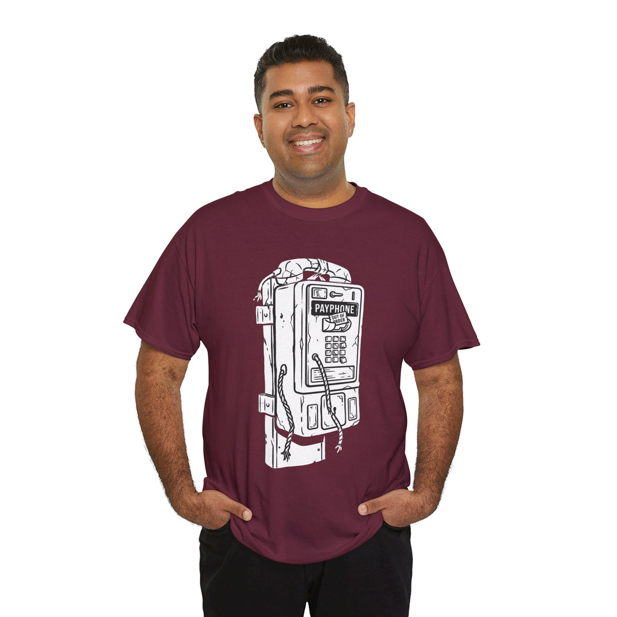 Retro Payphone T‑Shirt — "Back in the Day We Were Free Not Tracked" Vintage Camera Tee