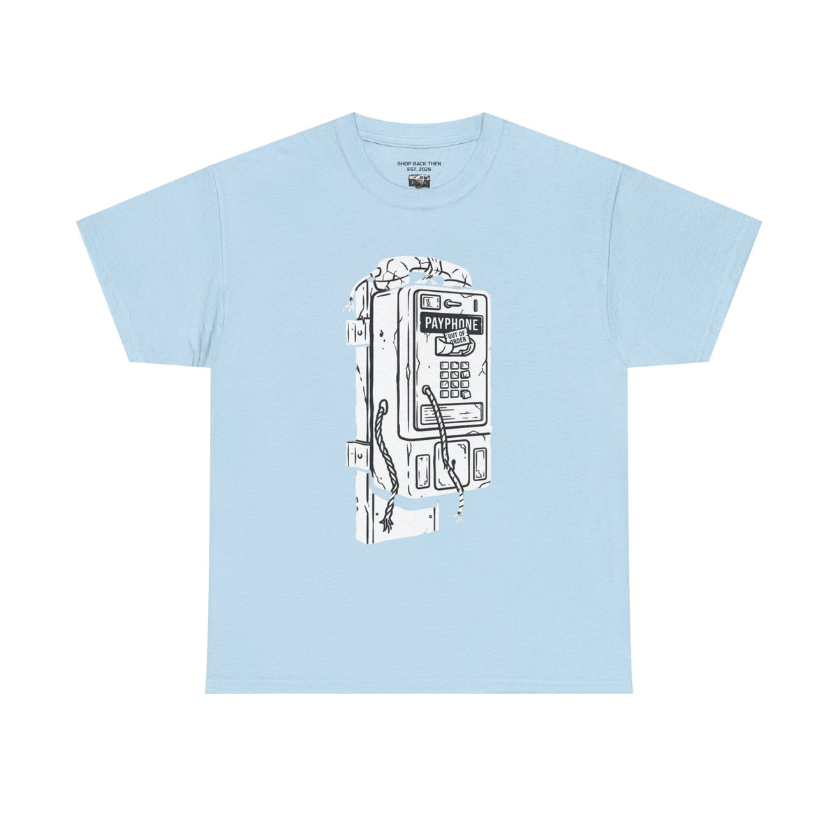 Retro Payphone T‑Shirt — "Back in the Day We Were Free Not Tracked" Vintage Camera Tee