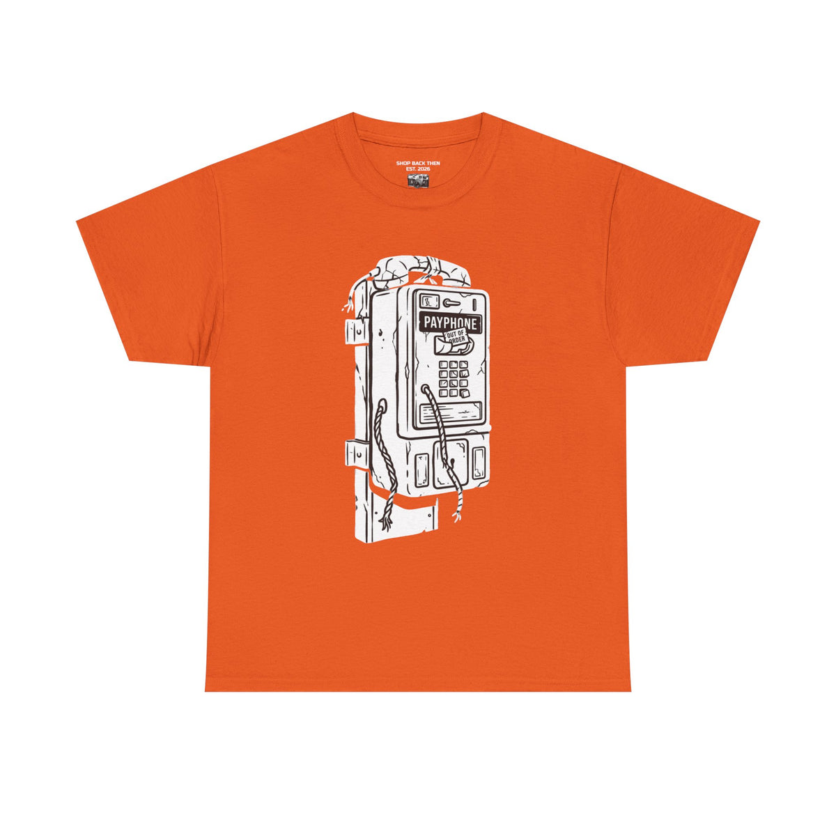 Retro Payphone T‑Shirt — "Back in the Day We Were Free Not Tracked" Vintage Camera Tee