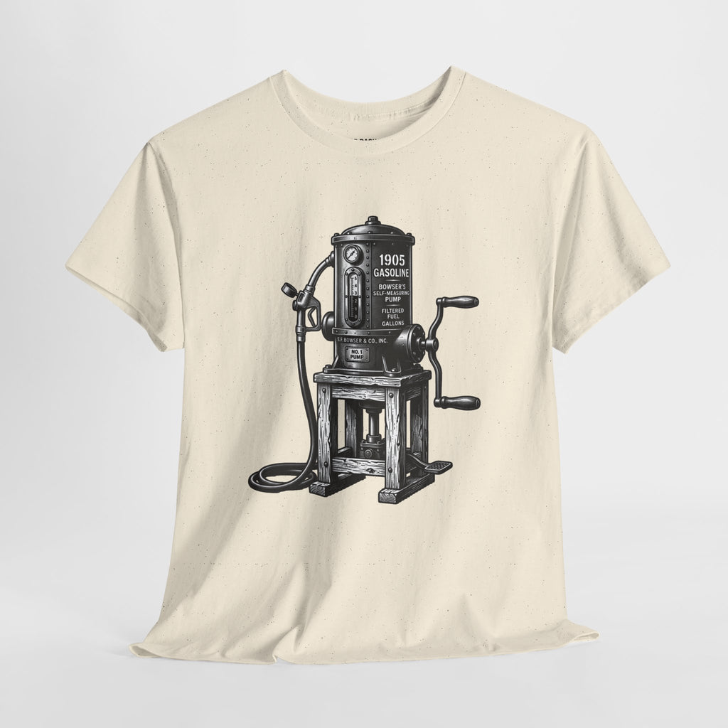 Vintage Gas Pump T-Shirt — "1905 Vintage Series: 7 a Gallon, The Good Old Days"