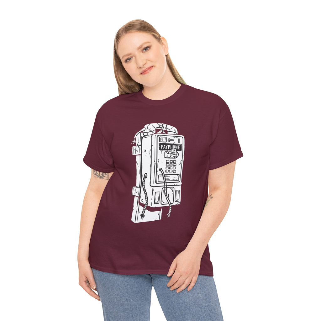 Retro Payphone T‑Shirt — "Back in the Day We Were Free Not Tracked" Vintage Camera Tee